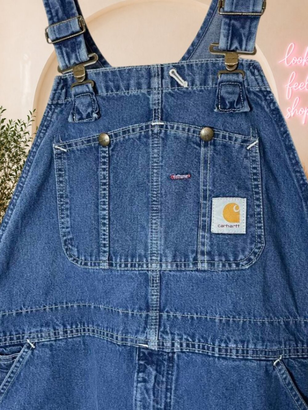 Carhartt Blue Denim Bib Overalls Men's 38x30 Workwear Streetwear - Picture 4 of 12